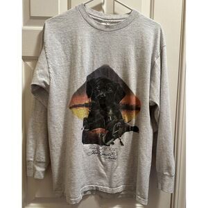 Vintage Waterfowl Adult Gray Duck Hunting‎ Dog Red Tail USA Long Sleeve